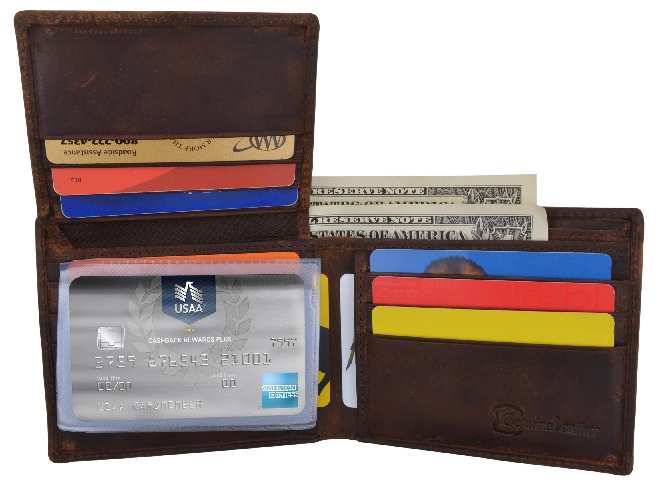 AFONiE RFID Rustic Men Wallet-Chicago Design Craft Stamp