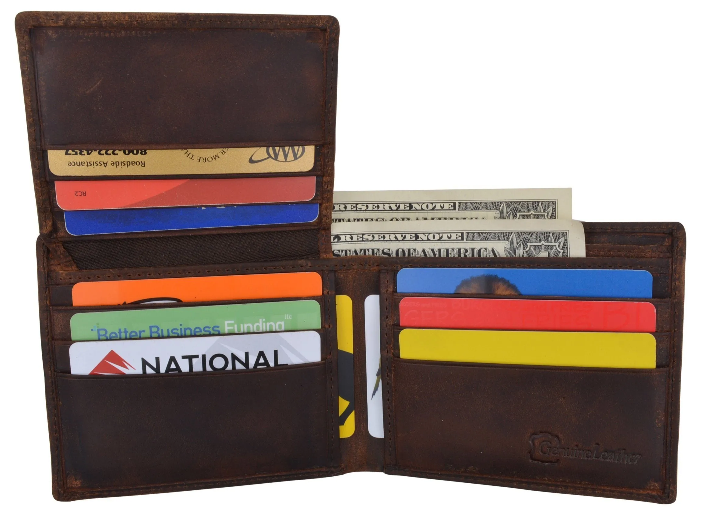 AFONiE RFID Rustic Men Wallet-Chicago Design Craft Stamp