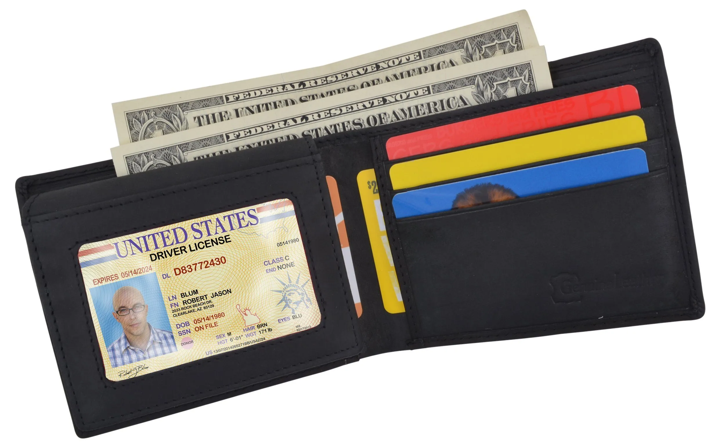 AFONiE RFID Rustic Men Wallet-Chicago Design Craft Stamp