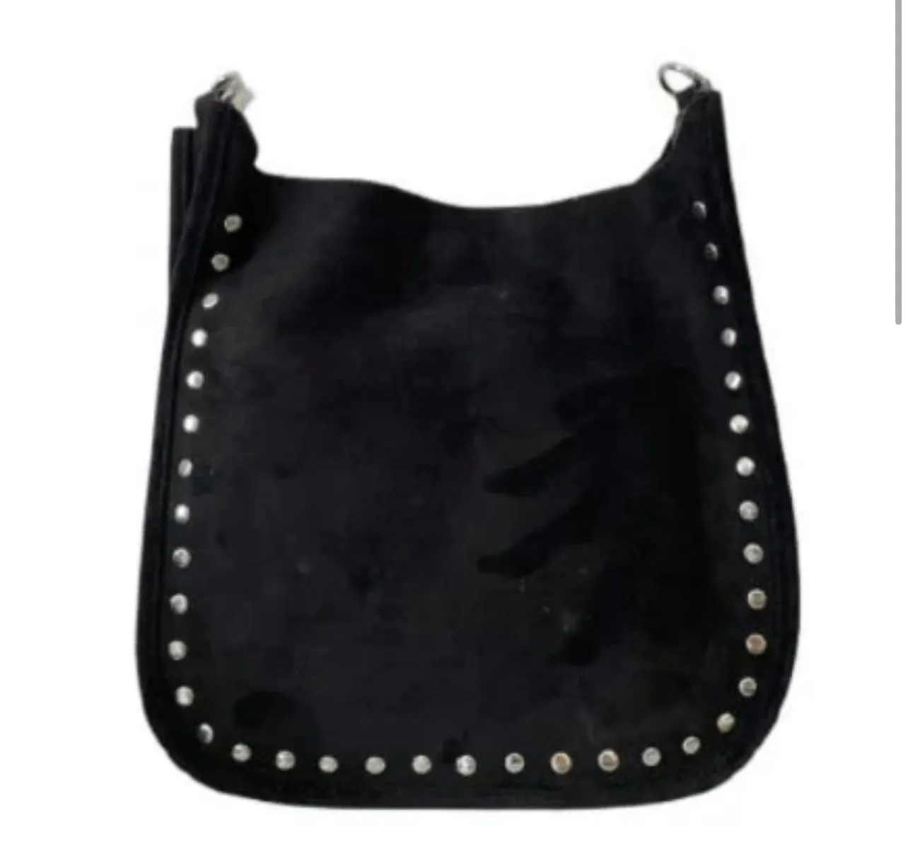 Ahdorned Faux Suede Mini Messenger with Silver or Gold Studs- Strap not included