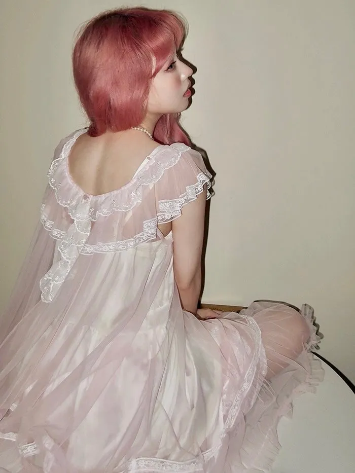 [August Unicorn] Rose romance transparent outer dress