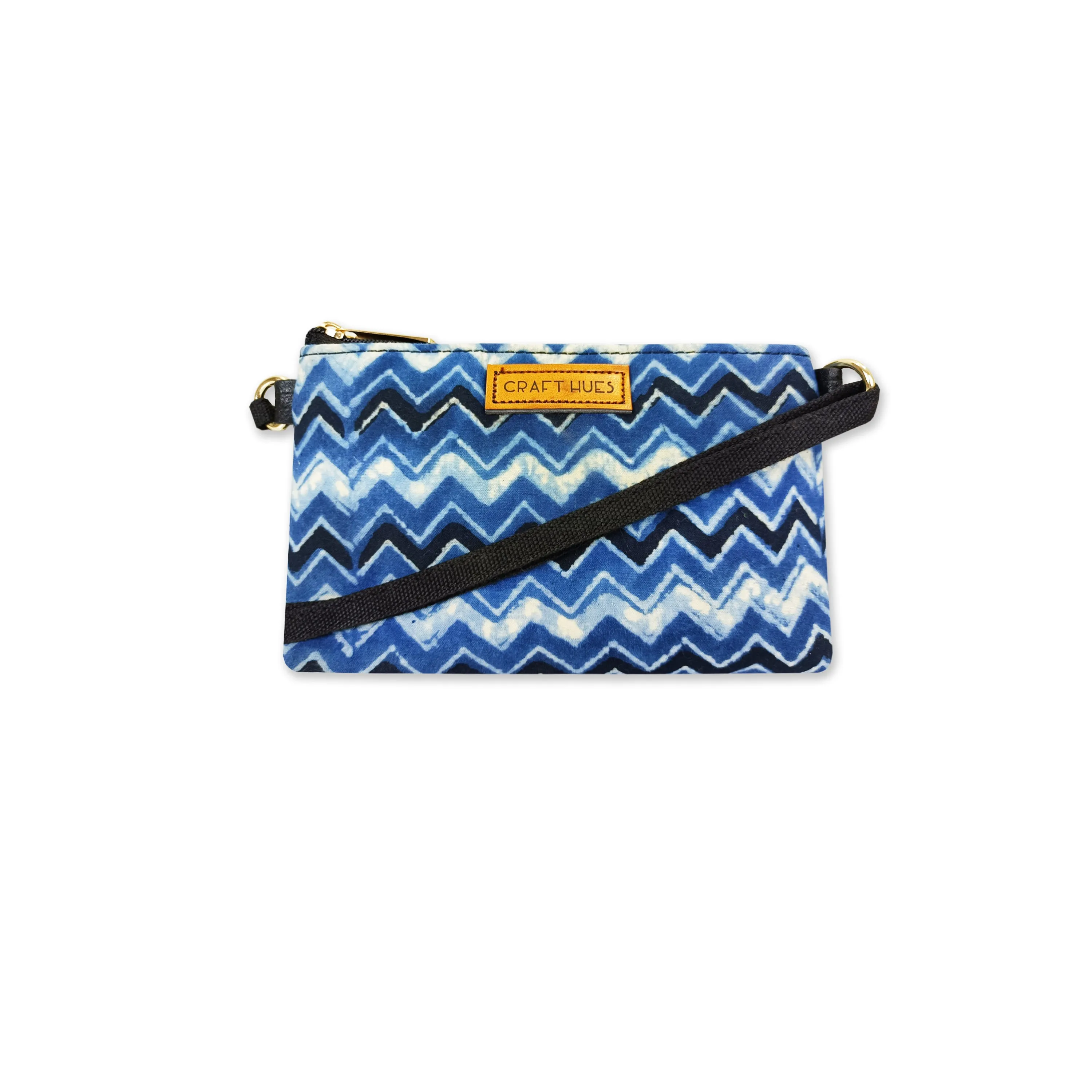 Blue Zig-zag Mobile Sling Bag