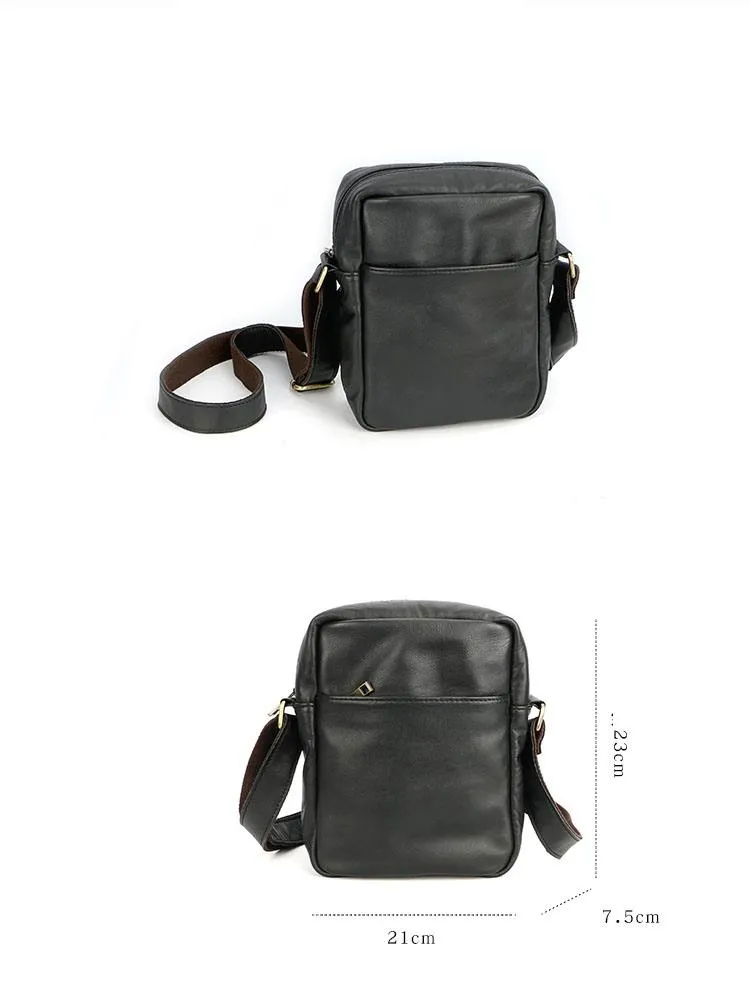 Brown Leather Mens CasualSmall Vertical Courier Bag Messenger Bags Black Postman Bag For Men