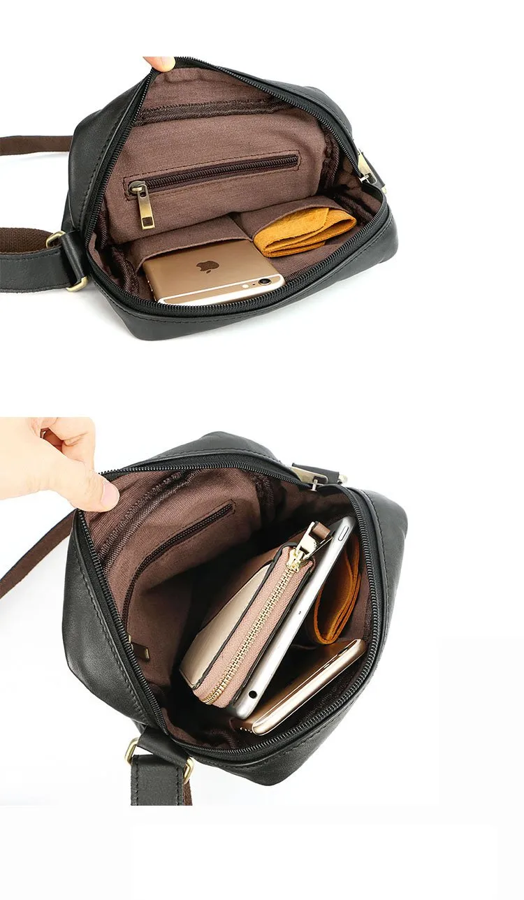 Brown Leather Mens CasualSmall Vertical Courier Bag Messenger Bags Black Postman Bag For Men