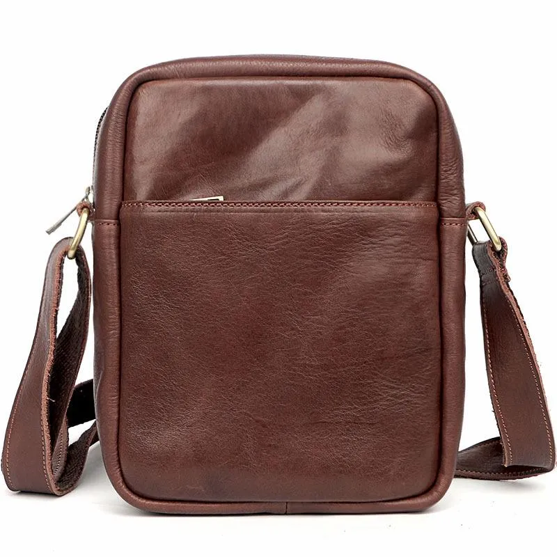 Brown Leather Mens CasualSmall Vertical Courier Bag Messenger Bags Black Postman Bag For Men