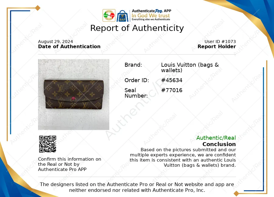 Brown WALLET Luxury DESIGNER by Louis Vuitton Size:MEDIUM