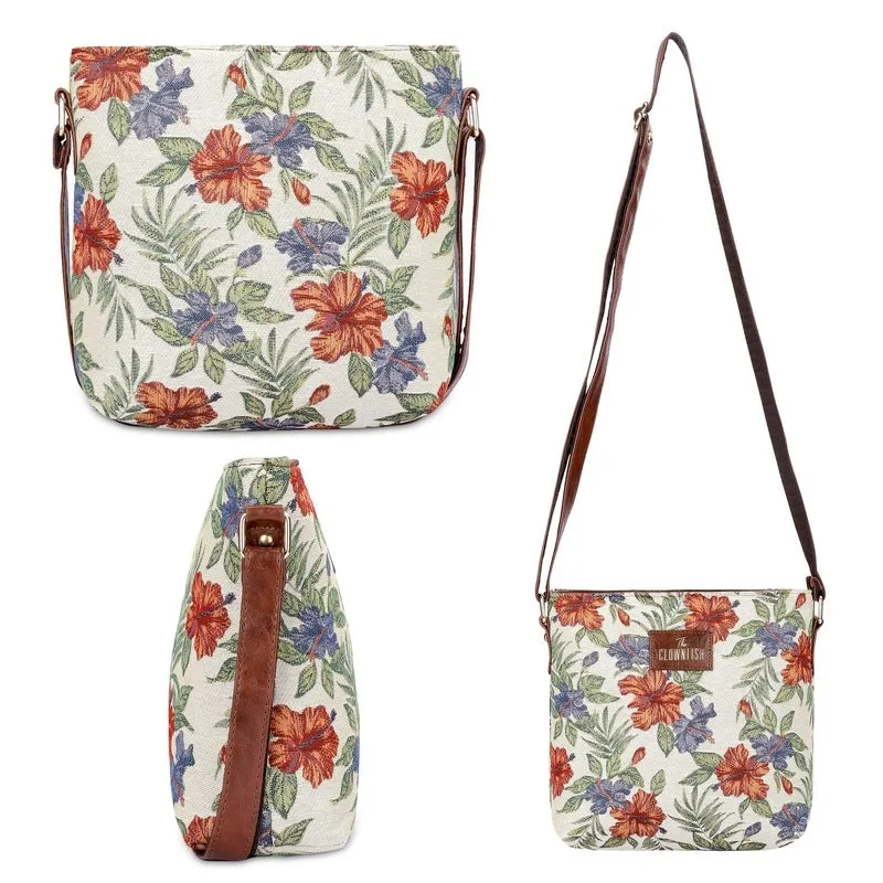 Combo: Linda Sling Bag & Lorna Handbag - Floral Design | Adjustable Strap | 11L | Multicolour