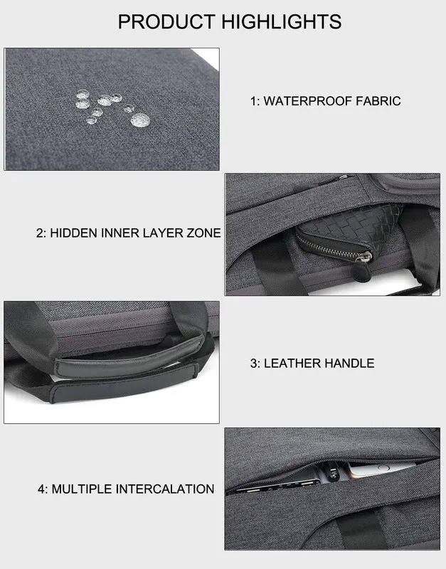 CoolBELL: Lightweight Waterproof Laptop Messenger Bag | Adjustable Strap | 15.6 inch | Black