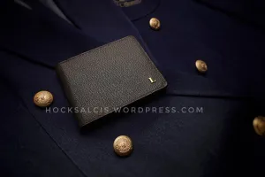 Custom personalised goat skin leather money clip wallet olive green