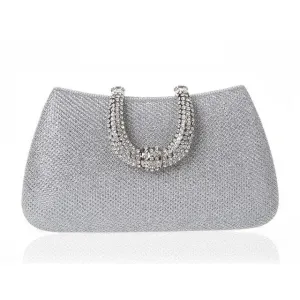 Elegant Diamond Clasp Glittery Clutch Purse