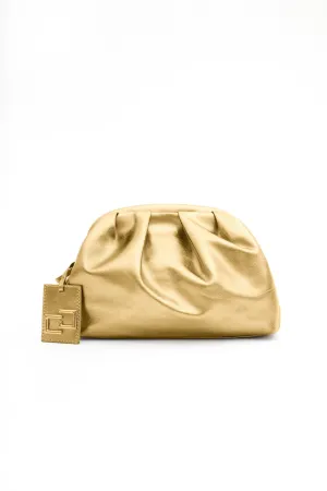 FLUFFY CLUTCH IN SATIN LEATHER