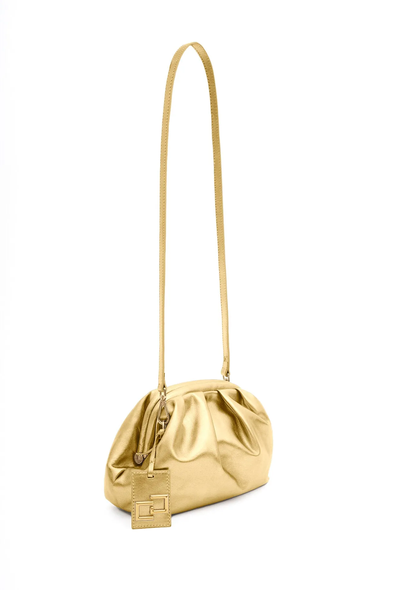FLUFFY CLUTCH IN SATIN LEATHER