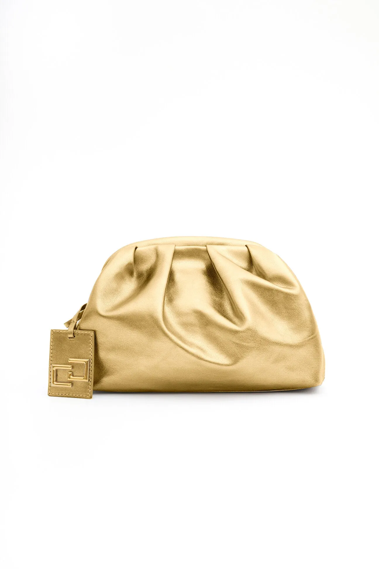 FLUFFY CLUTCH IN SATIN LEATHER
