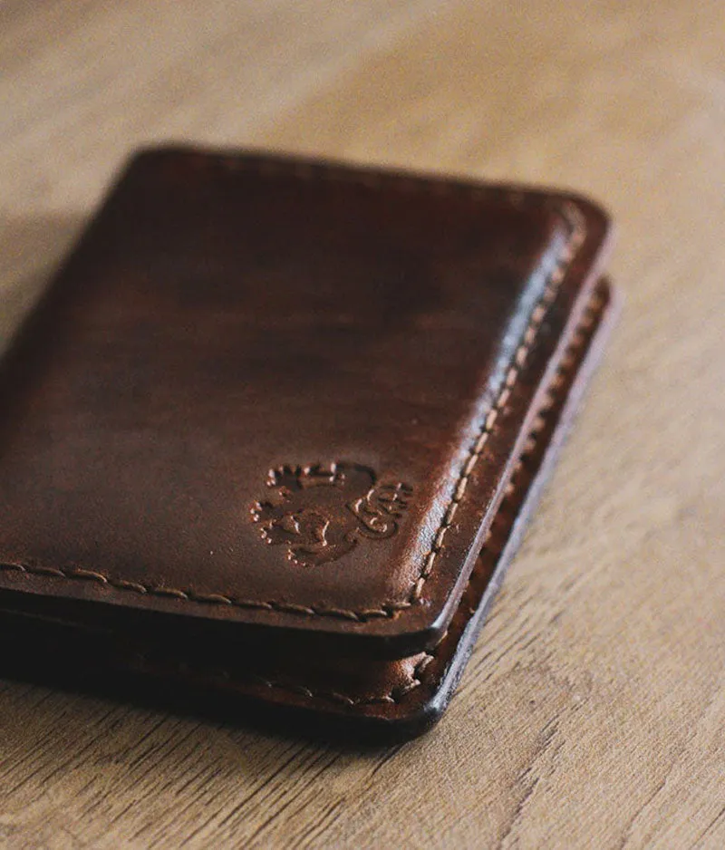 Front Pocket Wallet, Leather Handmade Brown Personalized
