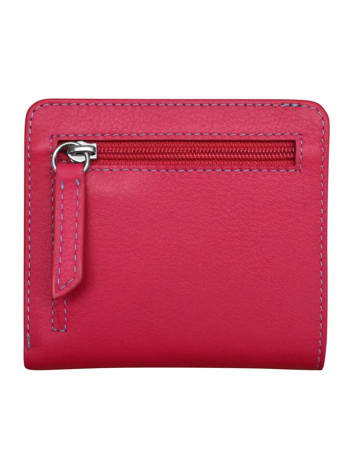 Indian Pink/Turquoise-Two Tone Mini Bifold Rfid Leather Wallet