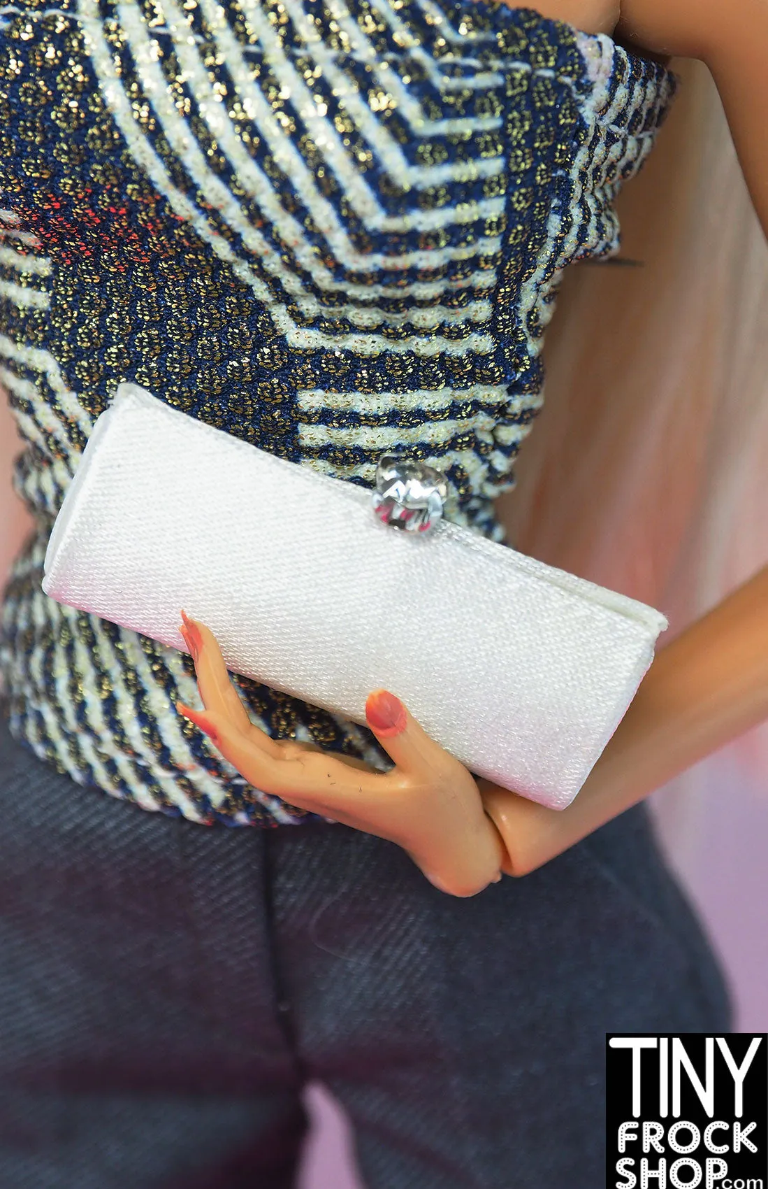 Integrity Belle Mariee Poppy Parker White Rhinestone Clutch