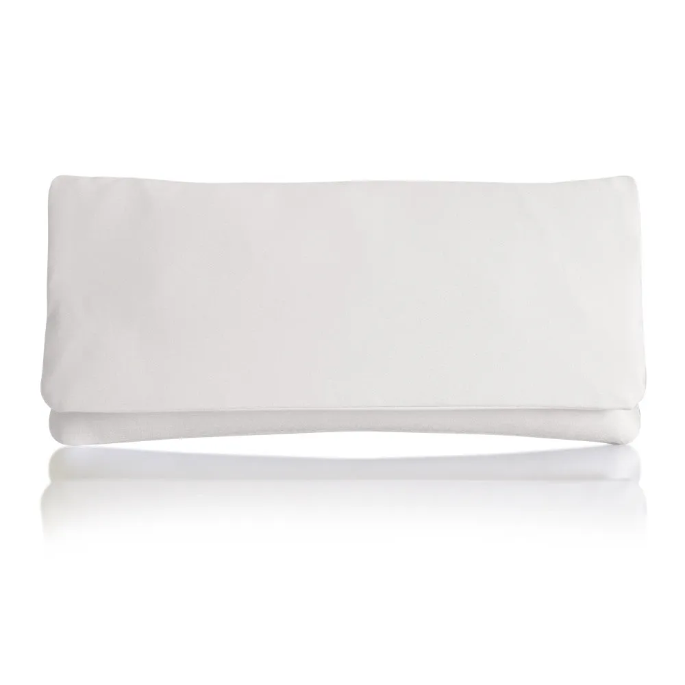Ivory satin bridal wedding clutch handbag HAPPILY EVER AFTER