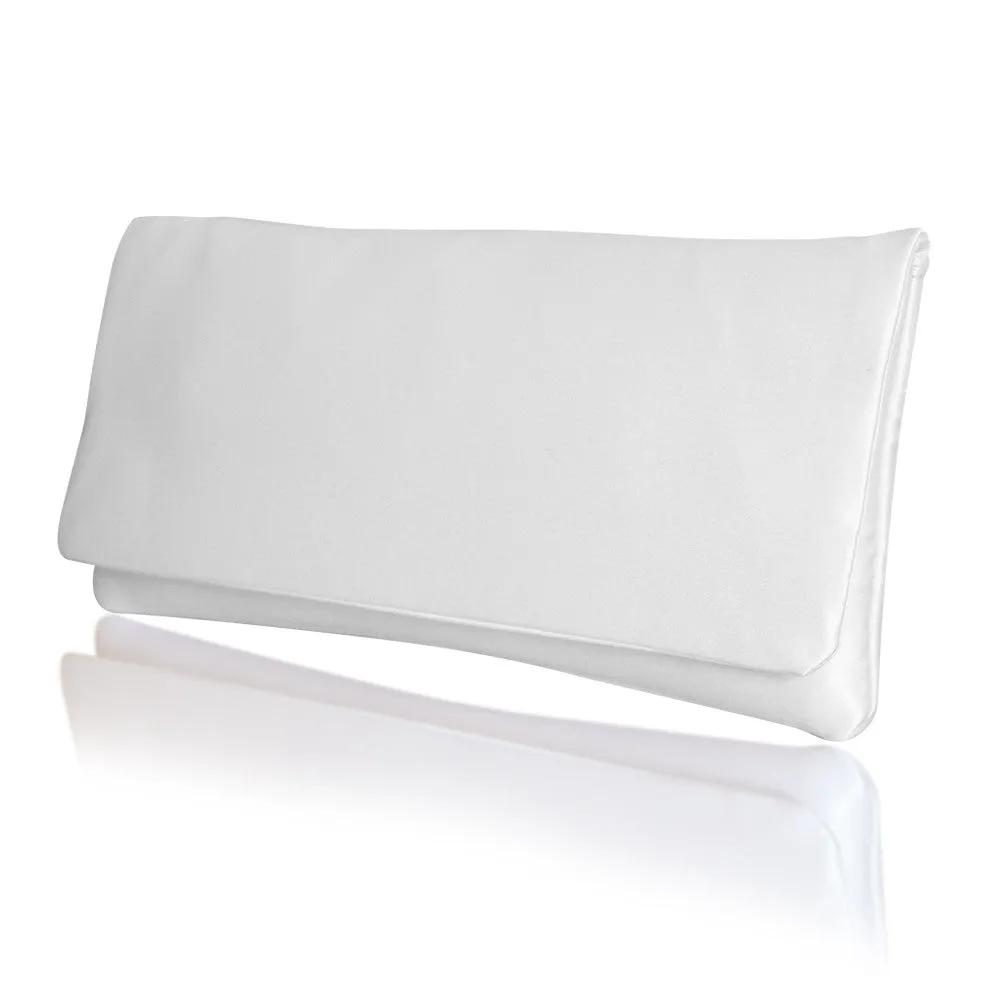 Ivory satin bridal wedding clutch handbag HAPPILY EVER AFTER