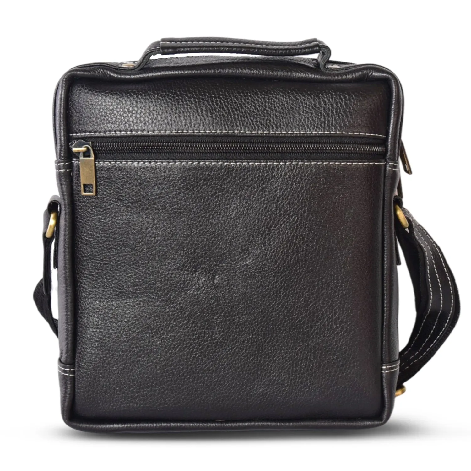 Leather Messenger Bag 36812 (BLACK)