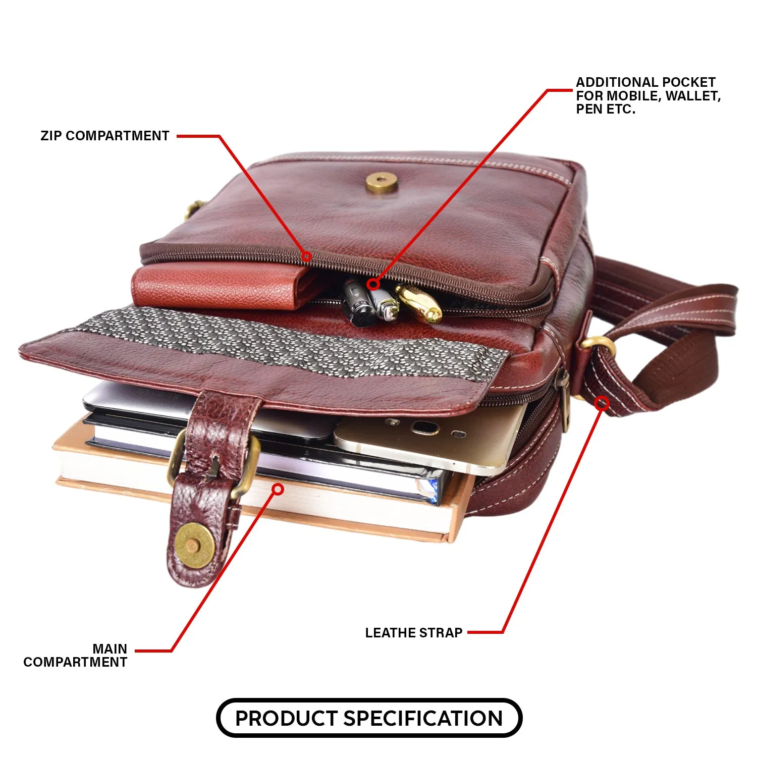 Leather Messenger Bag 36812 (Brown)