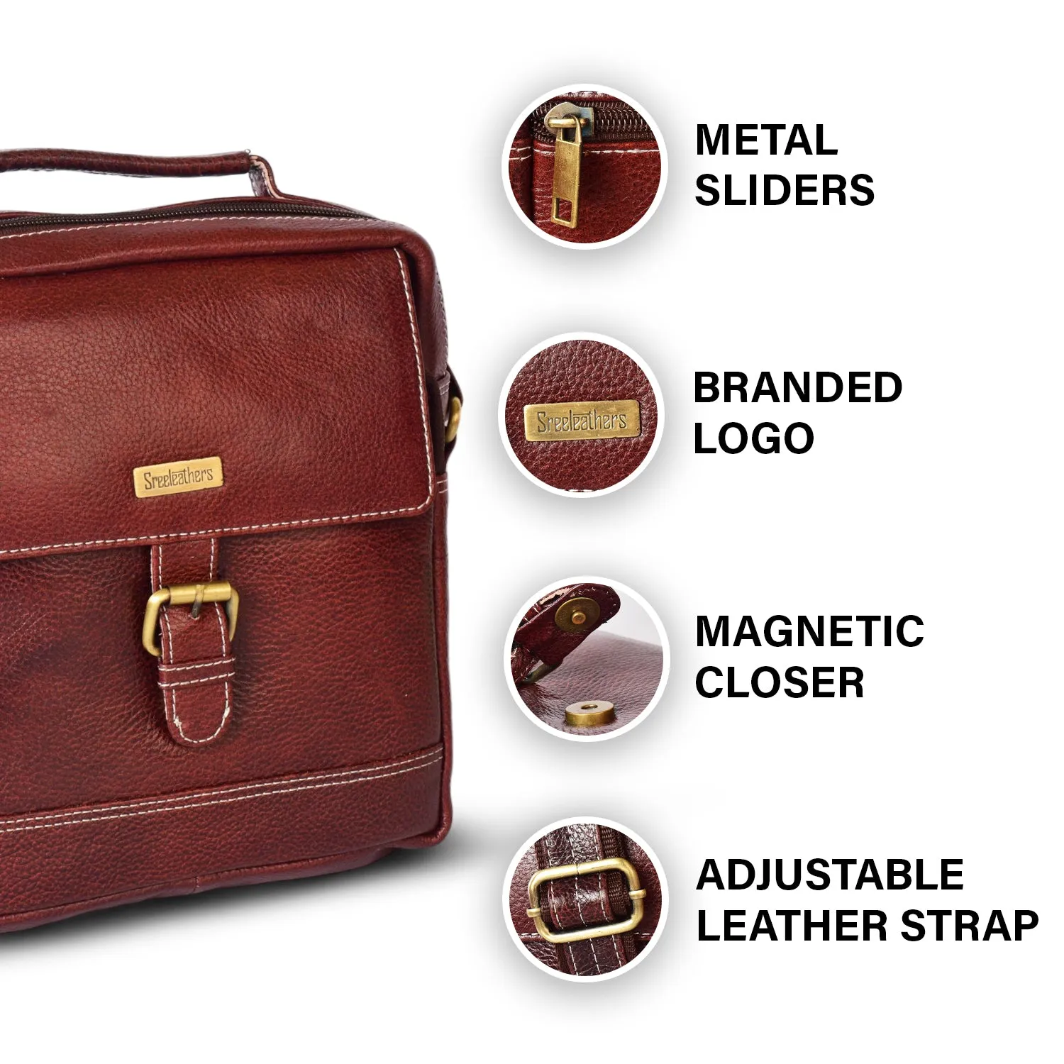 Leather Messenger Bag 36812 (Brown)