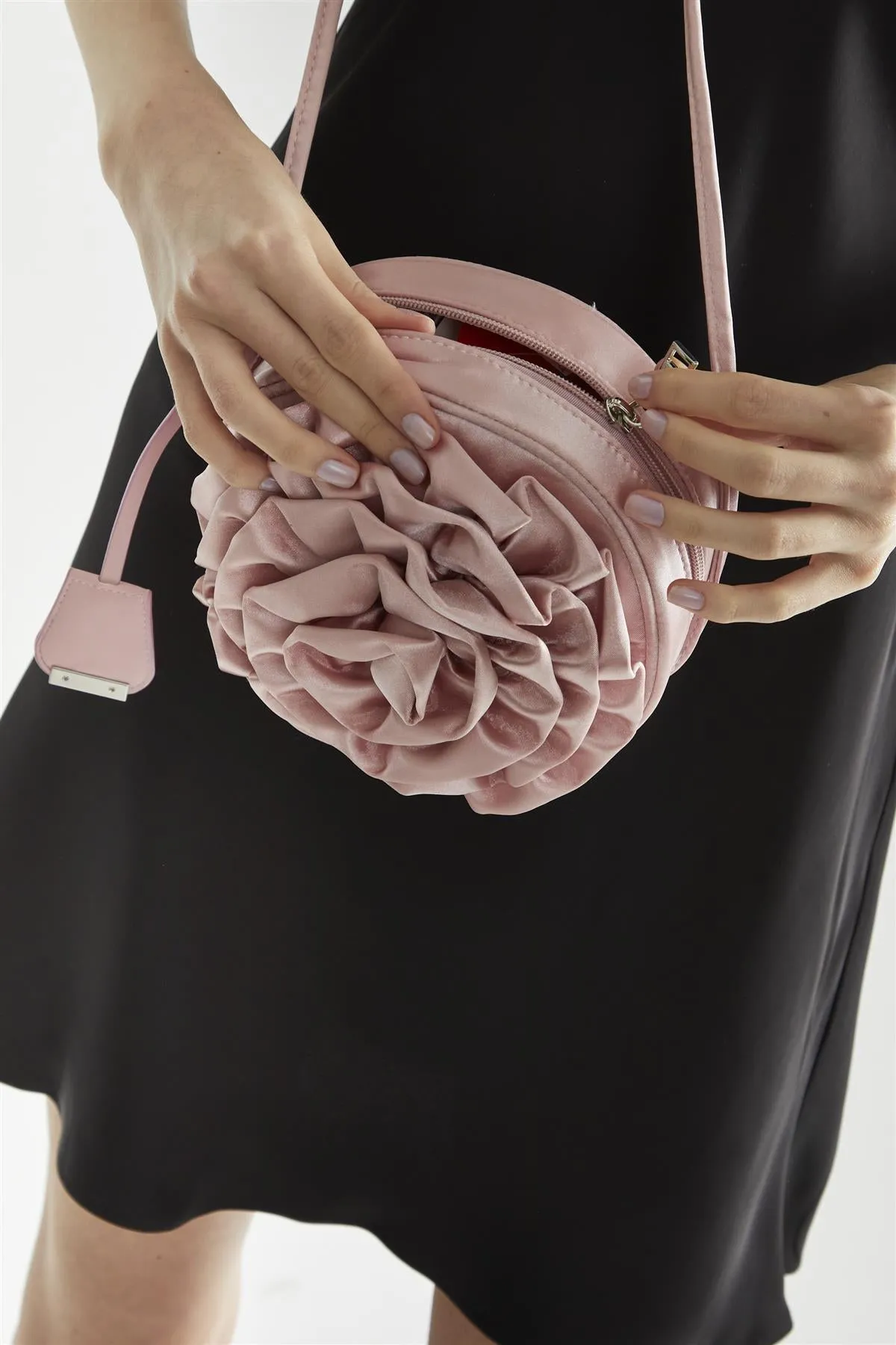 Light Pink 3D Rose Clutch-Bag