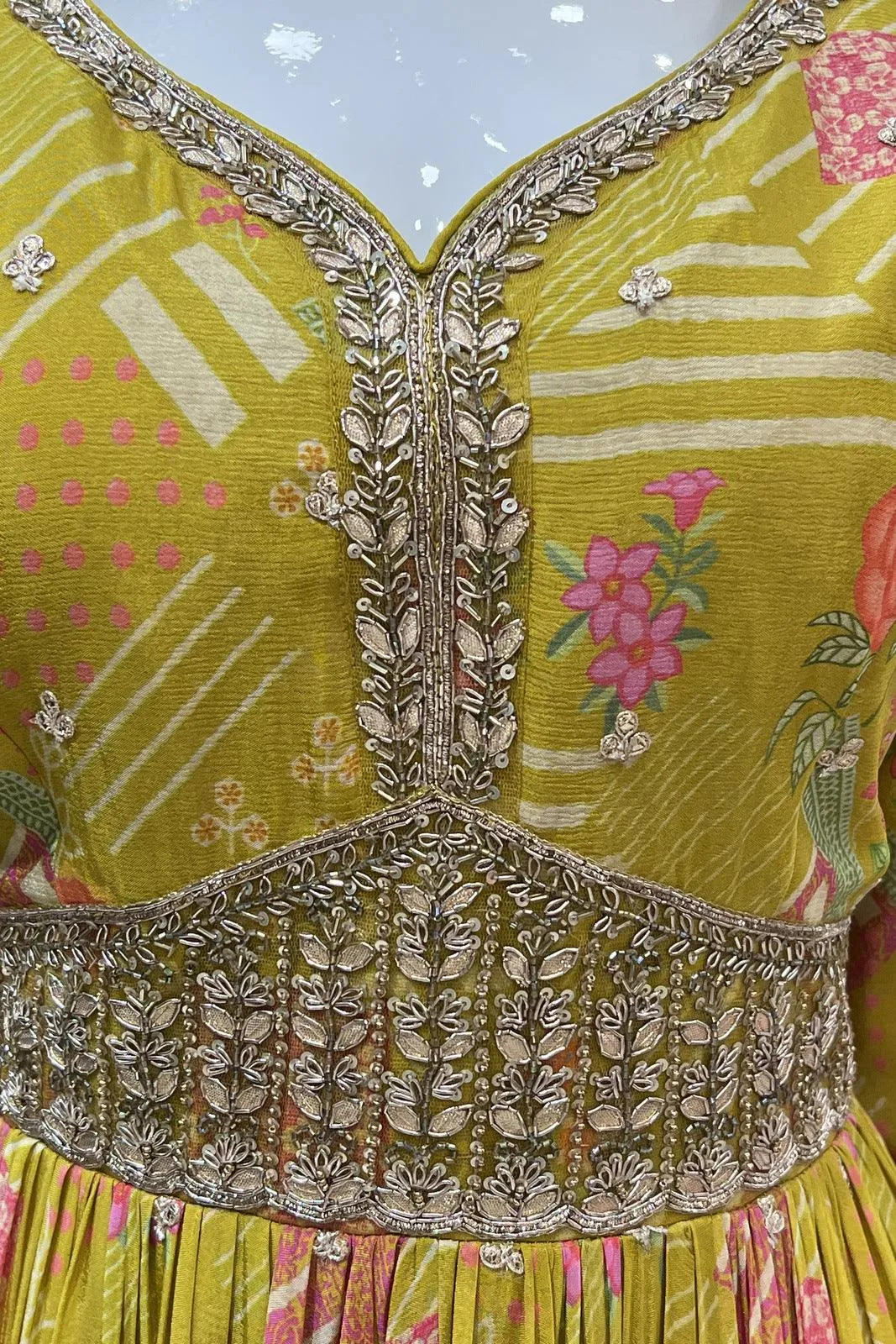 Liril Green Gota Patti work Alia Cut Floor Length Anarkali Suit