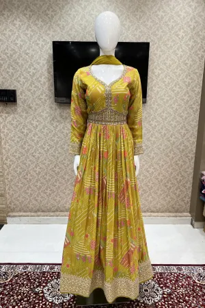 Liril Green Gota Patti work Alia Cut Floor Length Anarkali Suit