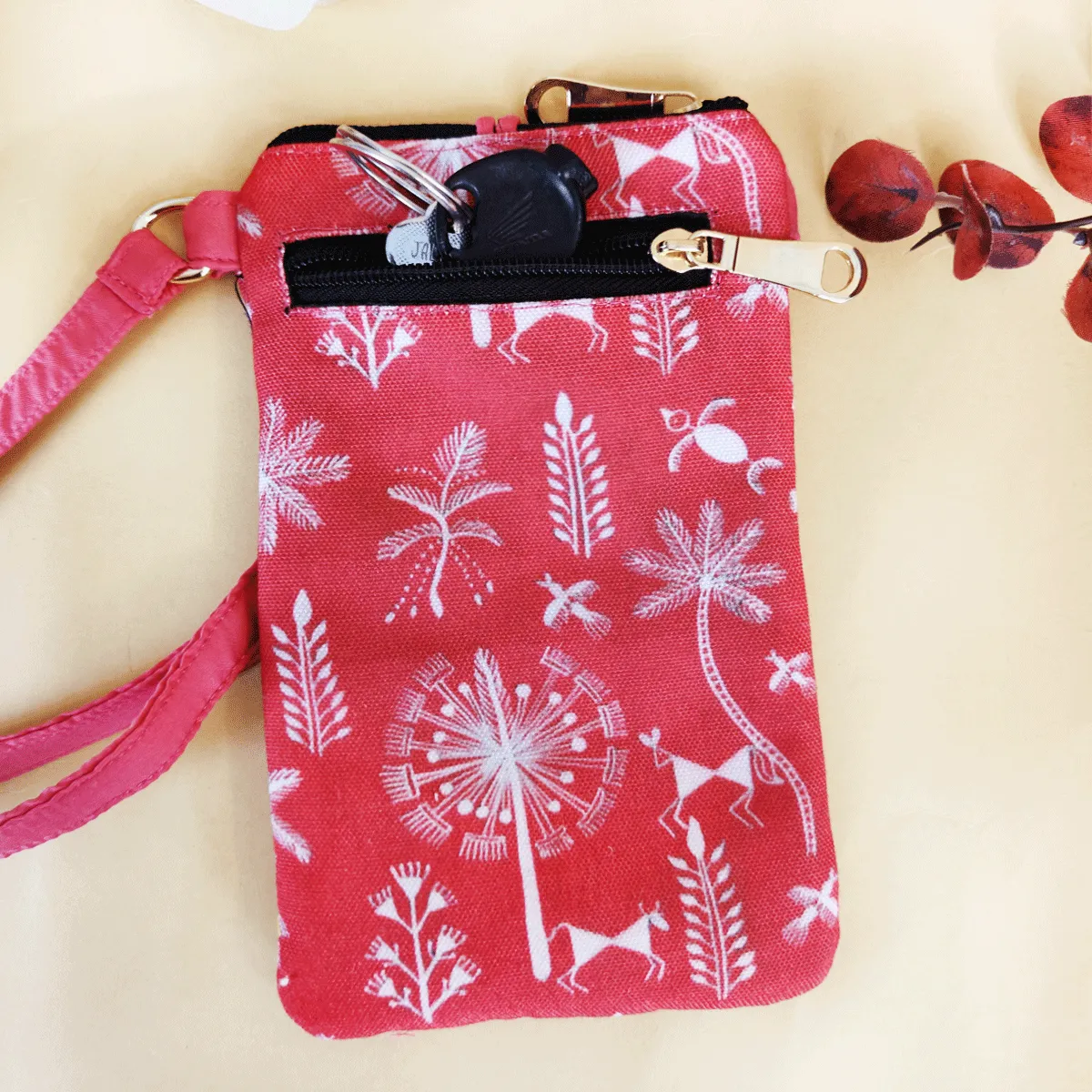 Loop Mobile Sling Bag-Red Warli