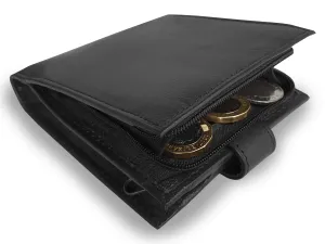 Men's Real Leather Wallet, Buttoned Closure, Zipped Coin Section RL180