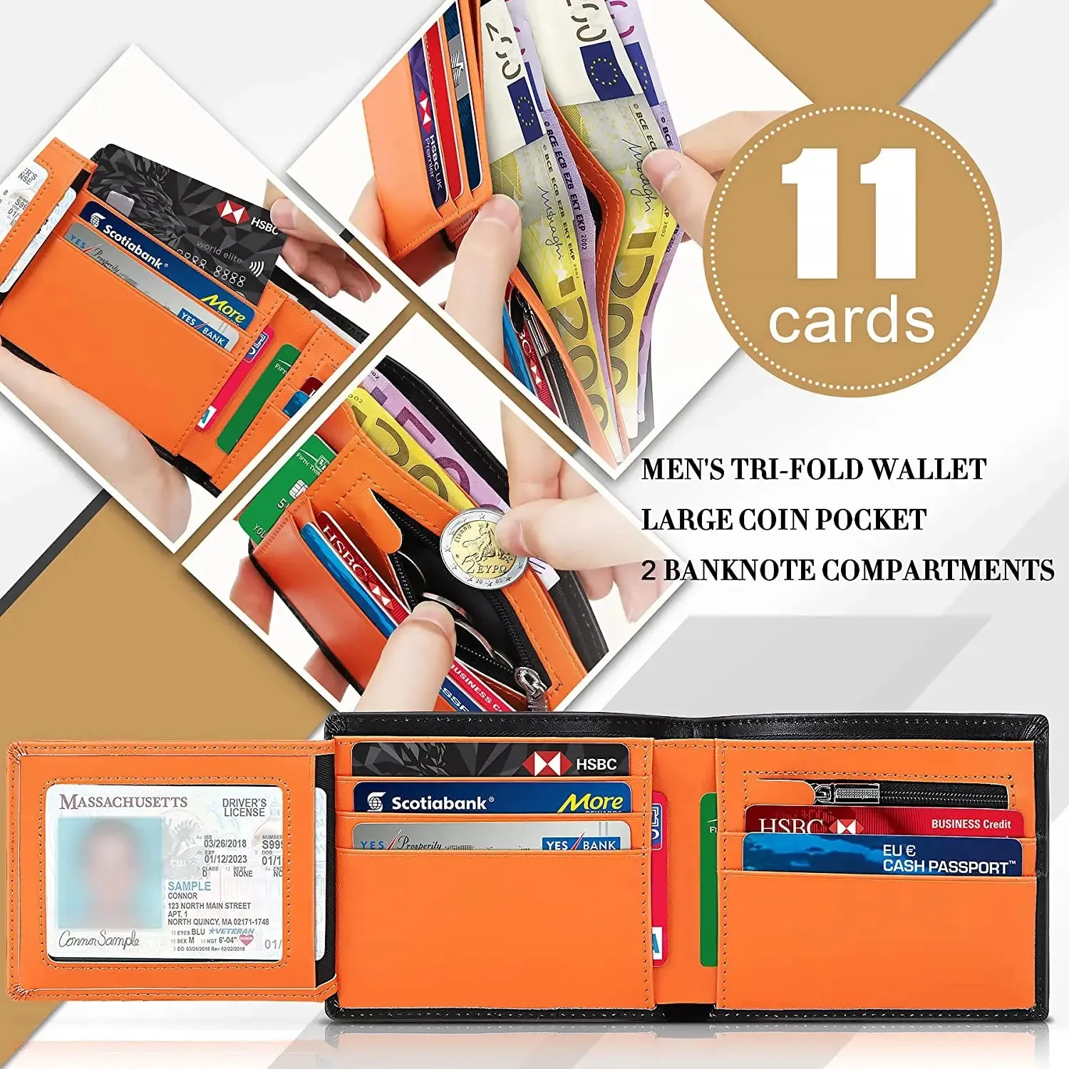 Men's Slim RFID Genuine Leather Wallet