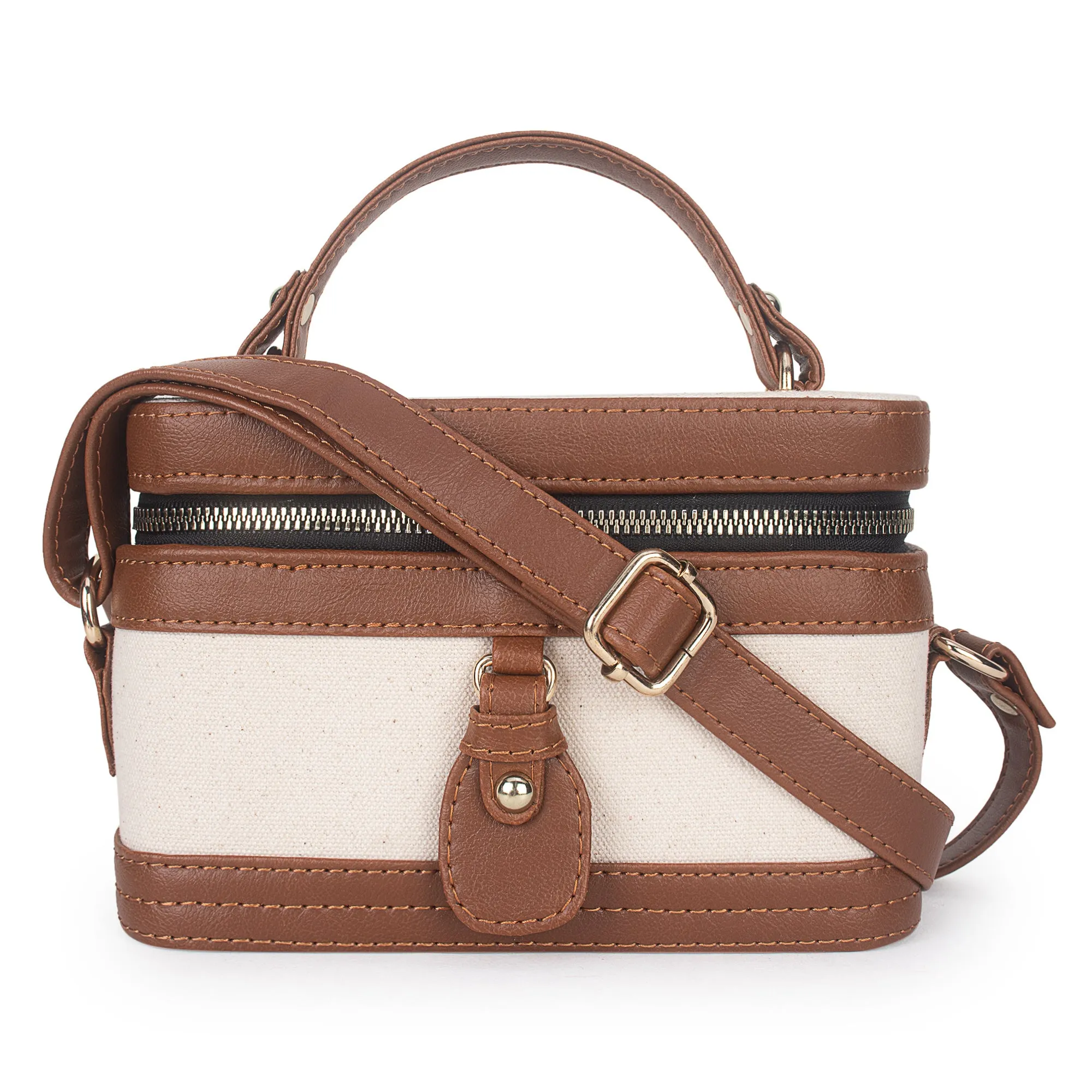 Off White- Tan Canvas Bucket Sling Bag