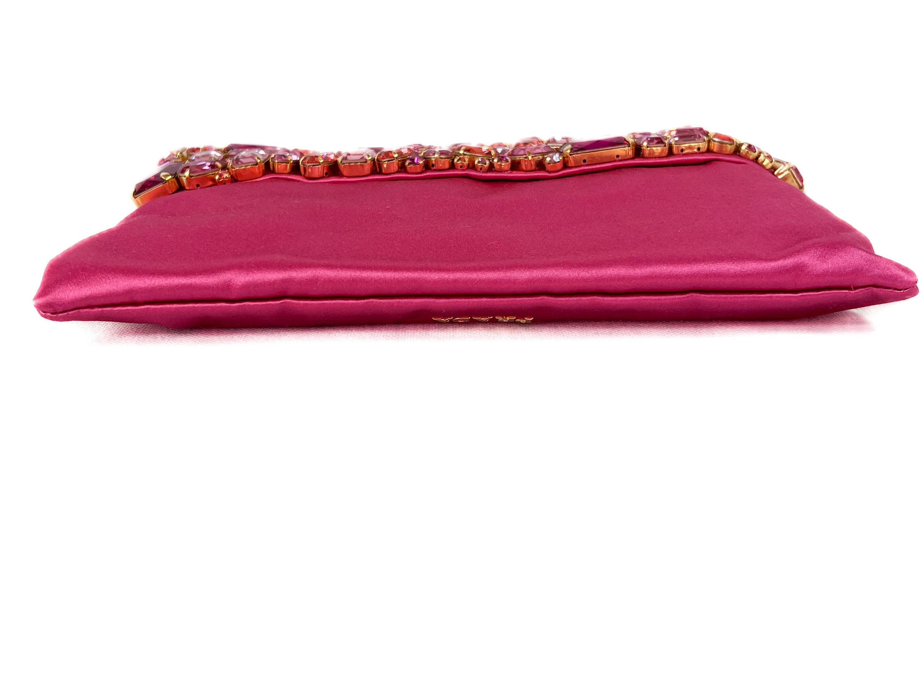Prada hot pink Raso Ricamo satin clutch