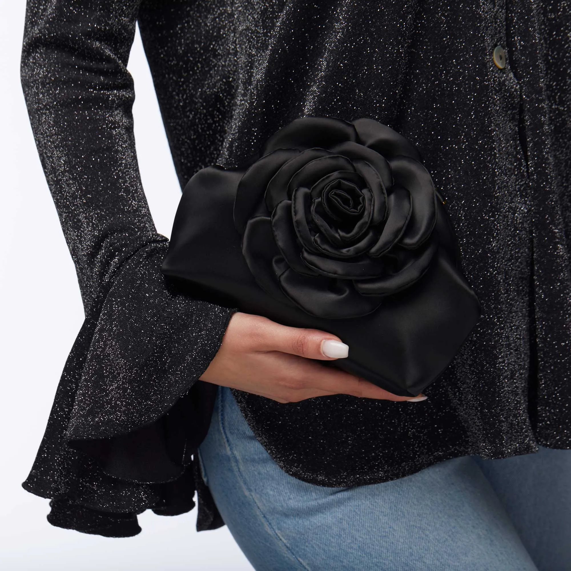 *PRE-ORDER* JET ROSIE SATIN CLUTCH