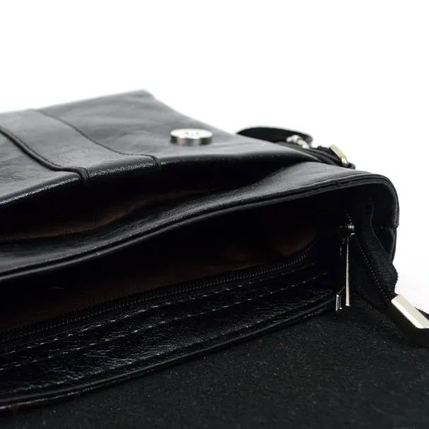 PU Leather Black Small Crossbody Messenger Bag