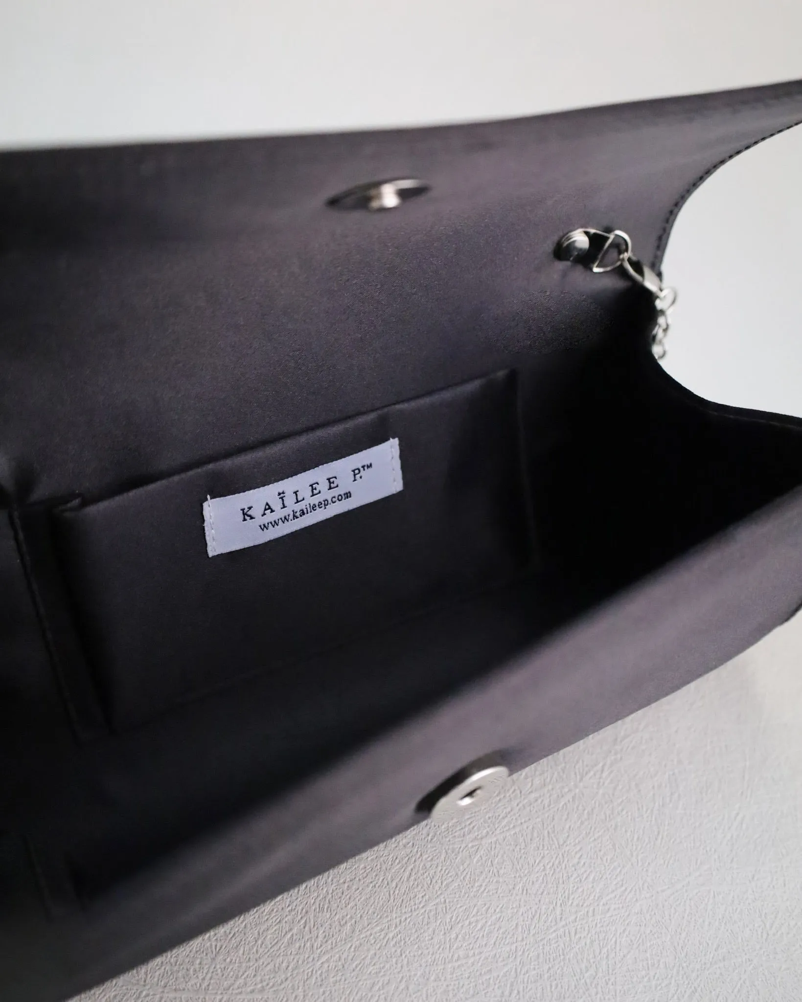 Satin Evening Clutch with Tulle Bow