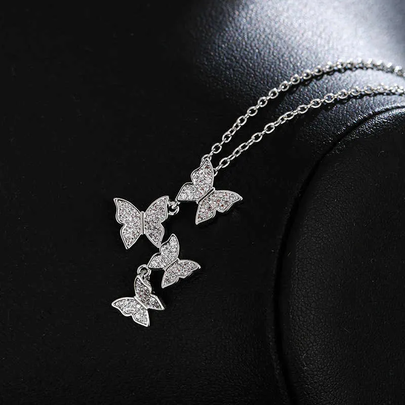 Silver Butterfly Pendant Necklace for Women