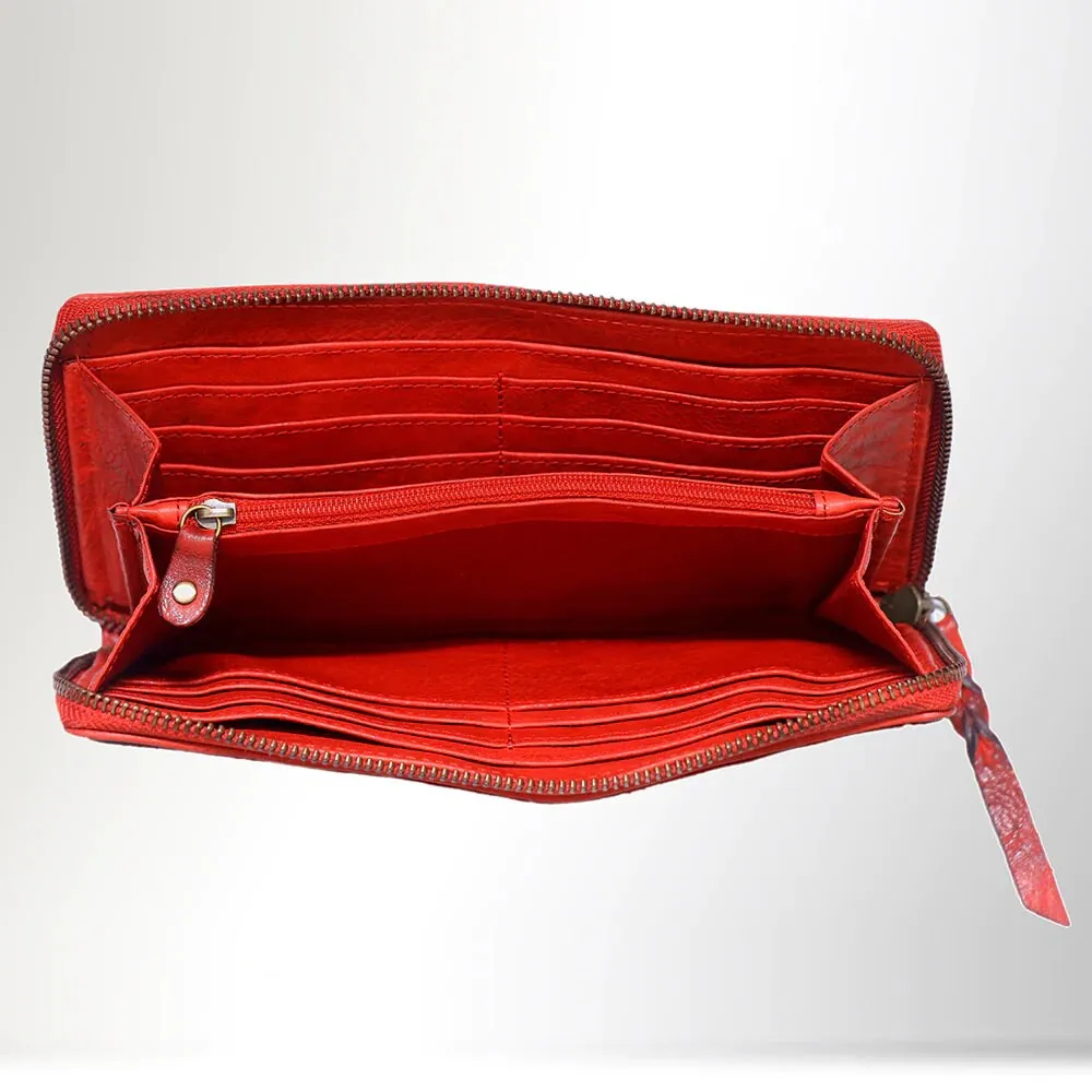The James Red Vintage Leather Wallet