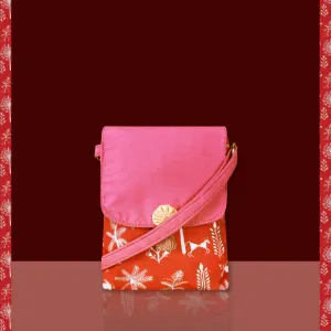 Warli Mobile Sling Bag-Orange