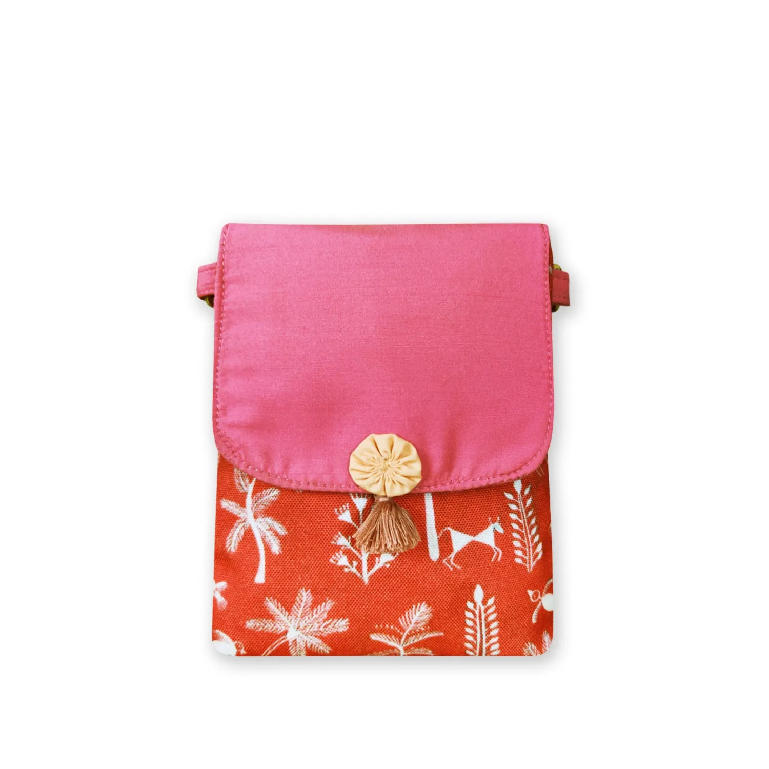 Warli Mobile Sling Bag-Orange