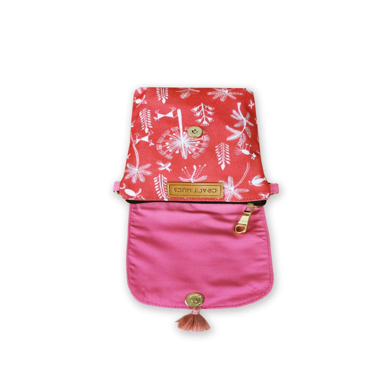 Warli Mobile Sling Bag-Orange
