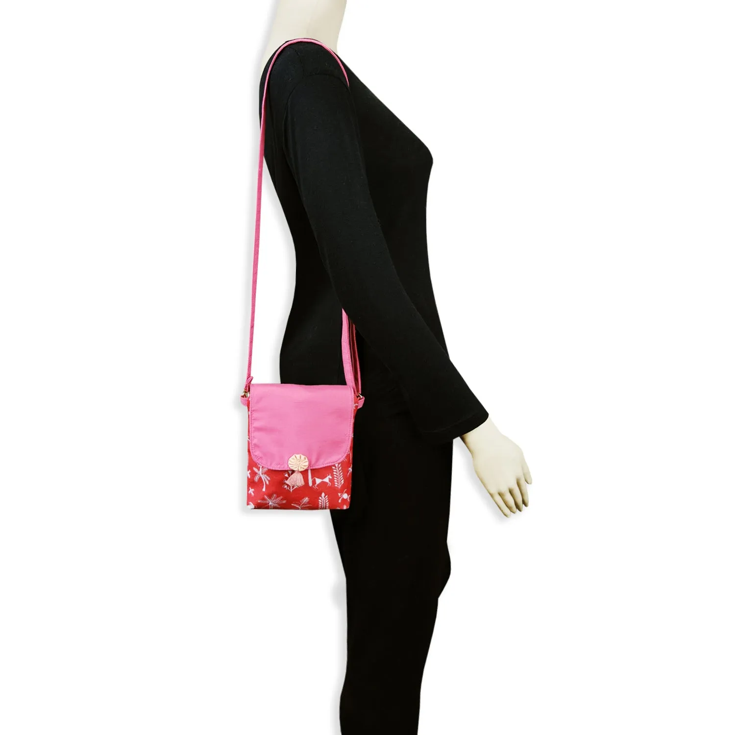 Warli Mobile Sling Bag-Orange