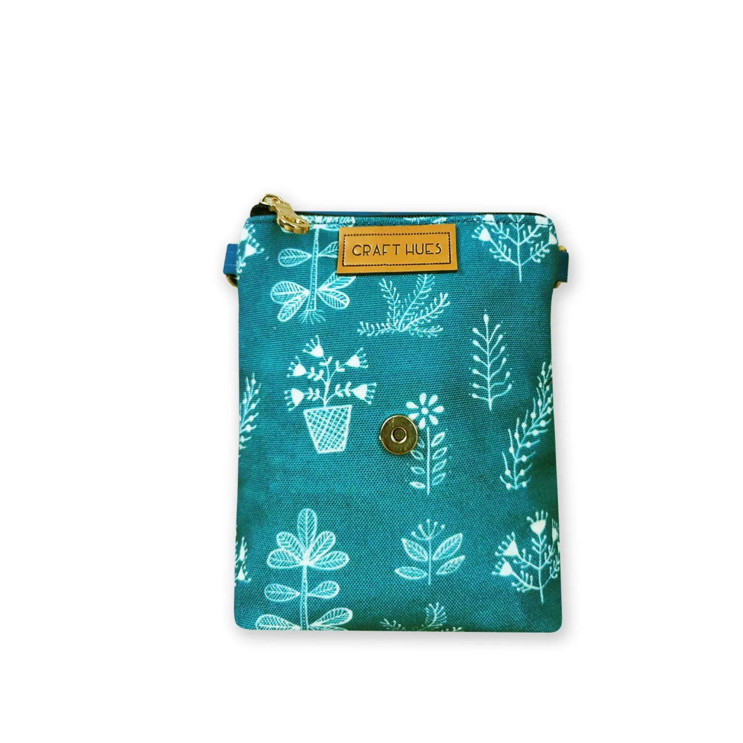 Warli Mobile Sling Bag-Teal
