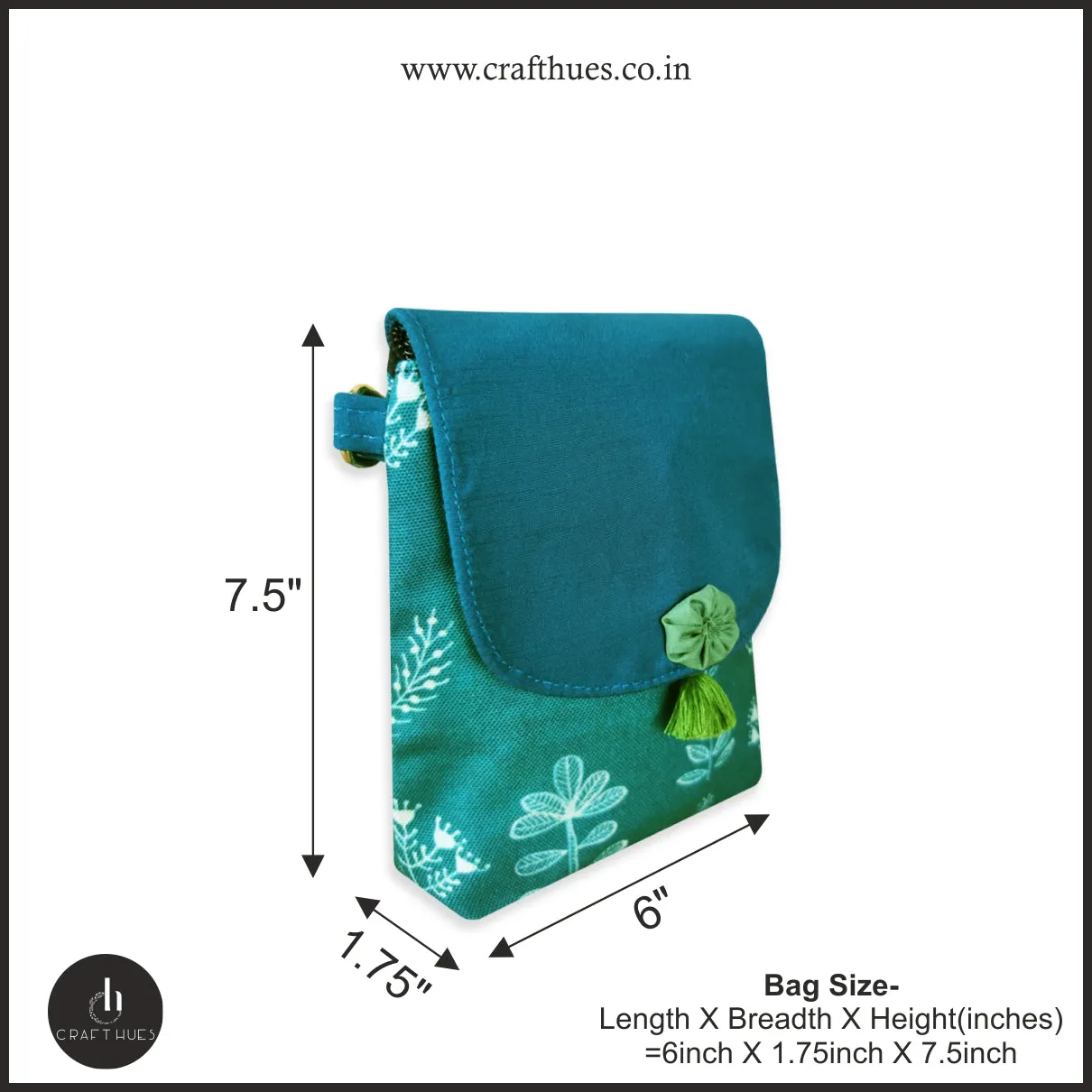 Warli Mobile Sling Bag-Teal