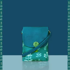 Warli Mobile Sling Bag-Teal