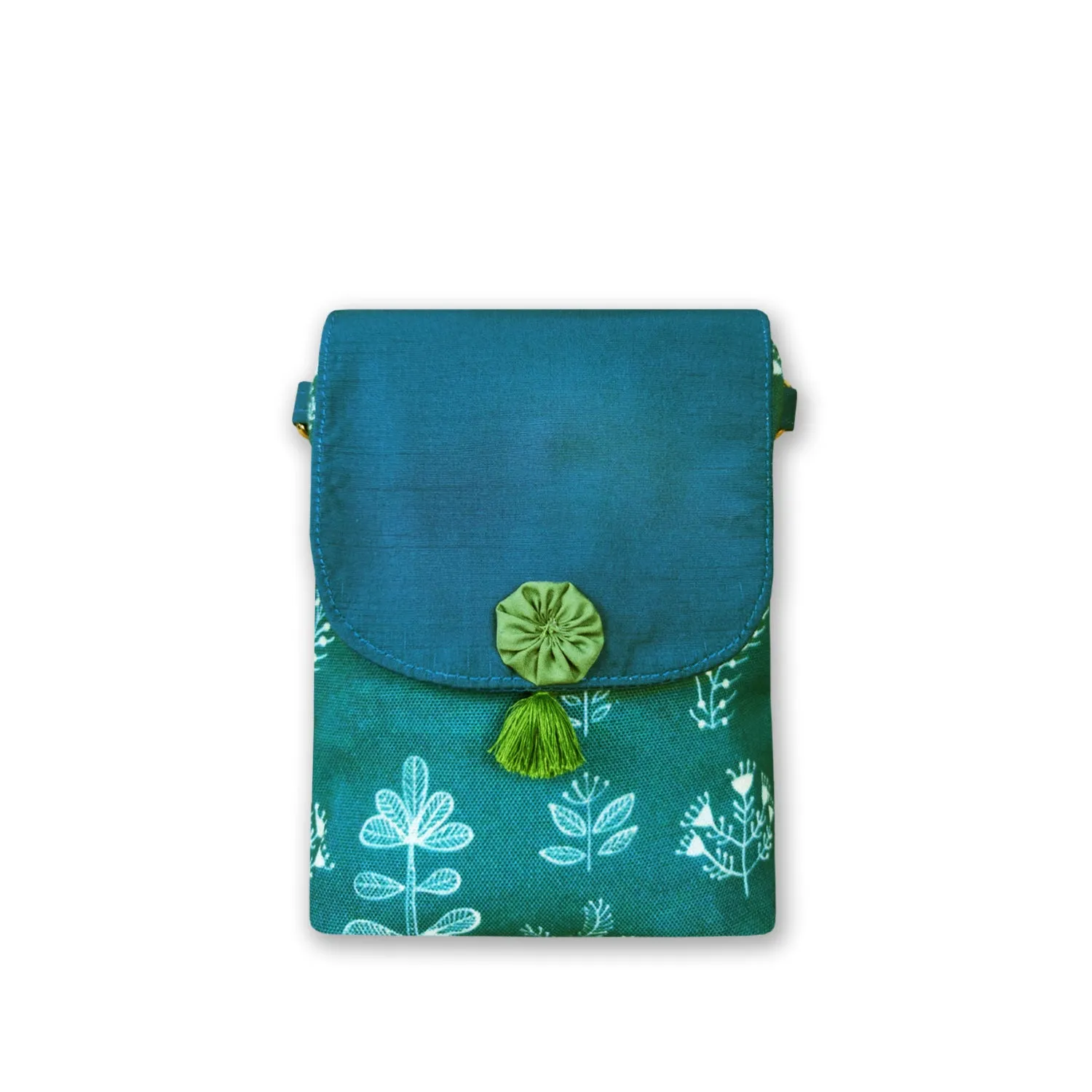 Warli Mobile Sling Bag-Teal