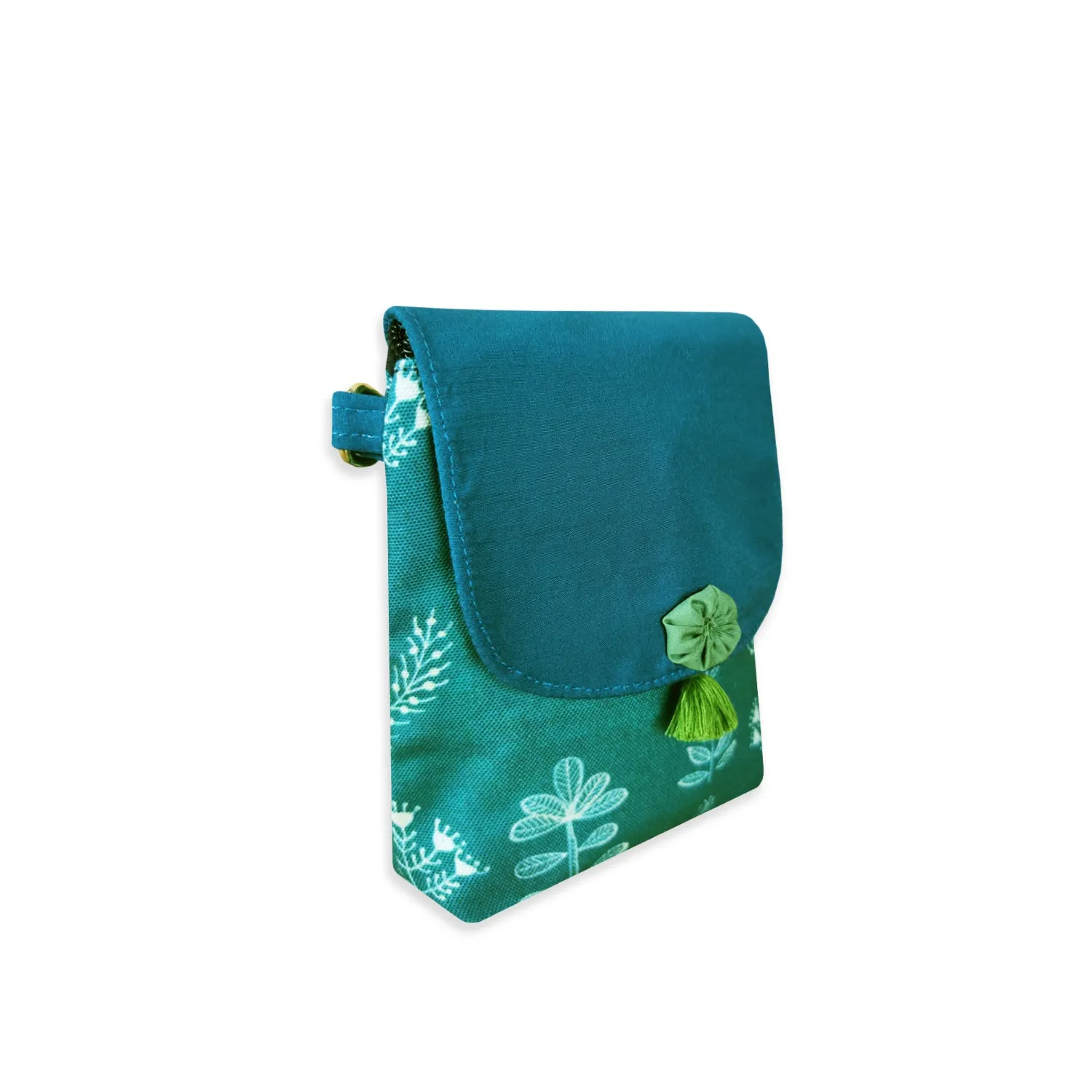 Warli Mobile Sling Bag-Teal