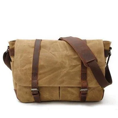 Woosir Vintage Canvas Leather Trim Camera Messenger Bag