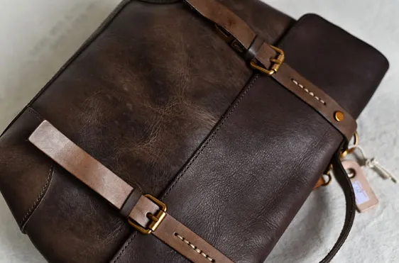 YAAGLE Women Vintage Tanned Leather Messenger Flap Handbag YG297 (big)