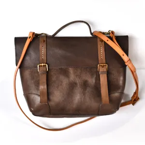 YAAGLE Women Vintage Tanned Leather Messenger Flap Handbag YG297 (big)